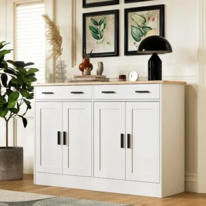 Buffet Cabinet, Coffee Bar Cabinet with 2 Drawers & 4 Doors, Kitchen Buffet Sideboard for Living Room